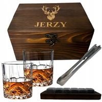 Zestaw Szklanki do Whisky Skrzynka z Grawerem Kamienie Prezent dla Mężczyzn