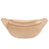 VERA PELLE nerka zamszowa saszetka biodrówka V660 beżowa