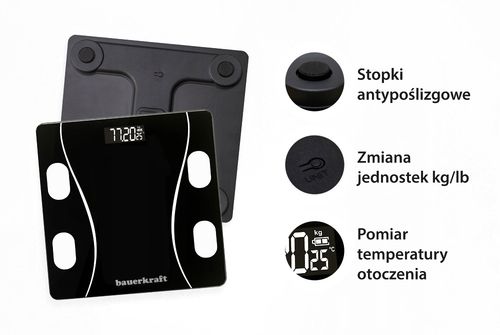 Waga łazienkowa analityczna inteligentna smart aplikacja do 180 kg na Arena.pl