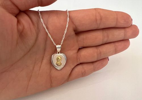 Srebrny zestaw komunijny łańcuszek i medalik pozłacana pasyjka 45 cm GRAWER na Arena.pl