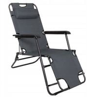 Leżak ogrodowy składany Riviera C. szary z regulowanym zagłówkiem