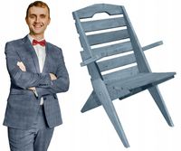 Krzesło ogrodowe drewniane składane DYDUCH szare Taras Ogród Premium