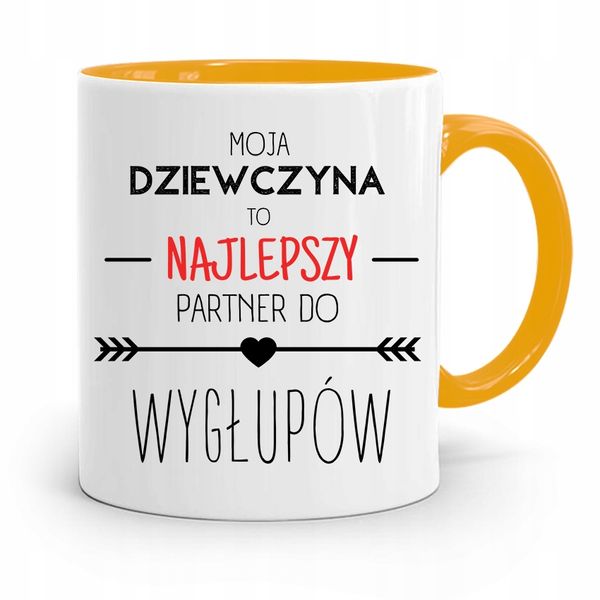 Kubek Żółty Dla Dziewczyny Najlepszy Partner Z Nadrukiem Ze Zdjęciem zdjęcie 1