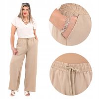 SPODNIE LETNIE DAMSKIE SZEROKIE NOGAWKI DUŻE ROZMIARY KULOTY WYSOKI STAN