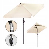 Prostokątny duży parasol ogrodowy skośny łamany z korbą beżowy 200x140 cm M