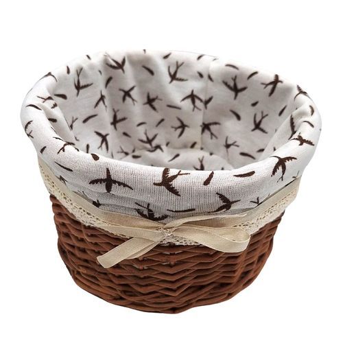 Koszyk Wiklinowy z Wkładką Materiałową Handmade Dekoracja 19x12 cm na Arena.pl