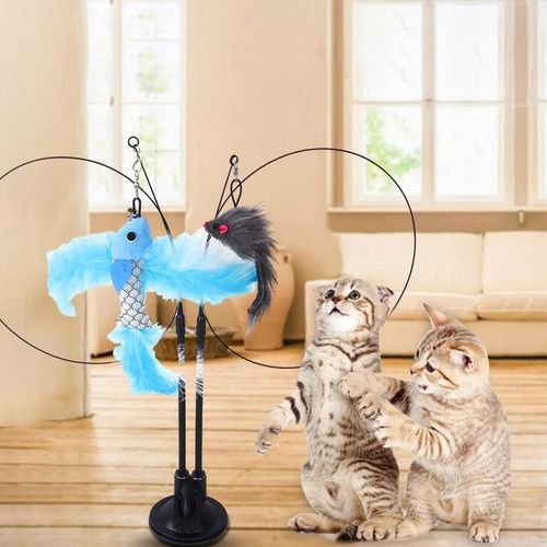 ZABAWKA DLA KOTA PODWÓJNA PRZYSSAWKA RUCHOMA PTAK MYSZKA WĘDKA na Arena.pl
