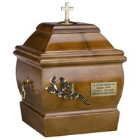 Urna z litego drewna Urna na prochy pogrzebowe dla dorosłych / Plakietka