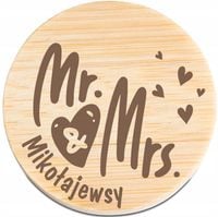 OTWIERACZ do piwa DREWNIANY personalizacja grawer podziękowania Mr & Mrs