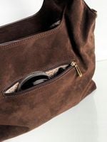 Torebka Flora&Co duża czekoladowa zamsz eco zamszowa breloczek brąz shopper