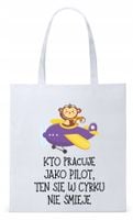 Torba Biała Eco Shopper Dla Pilota Z Nadrukiem Ze Zdjęciem