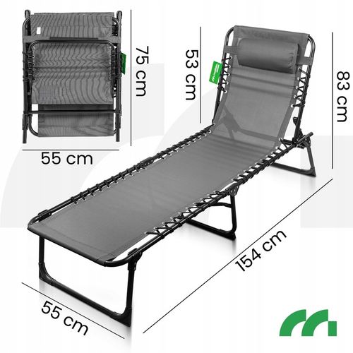 LEŻAK OGRODOWY SKŁADANY LEŻANKA ŁÓŻKO FOTEL PLAŻOWY Z KIESZONKĄ I PODUSZKĄ na Arena.pl