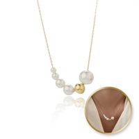 naszyjnik stal szlachetna pozłacana 14k złotem, perły nst2171