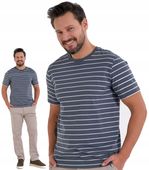 T-shirt Męski Bawełniany w Paski Klasyczny Krótki Rękaw Koszulka MORAJ - L