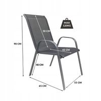 ZESTAW MEBLI DO OGRODU TARASU STÓŁ M.DUO 120X70 + 4x KRZESŁA MINORKA CZARNY