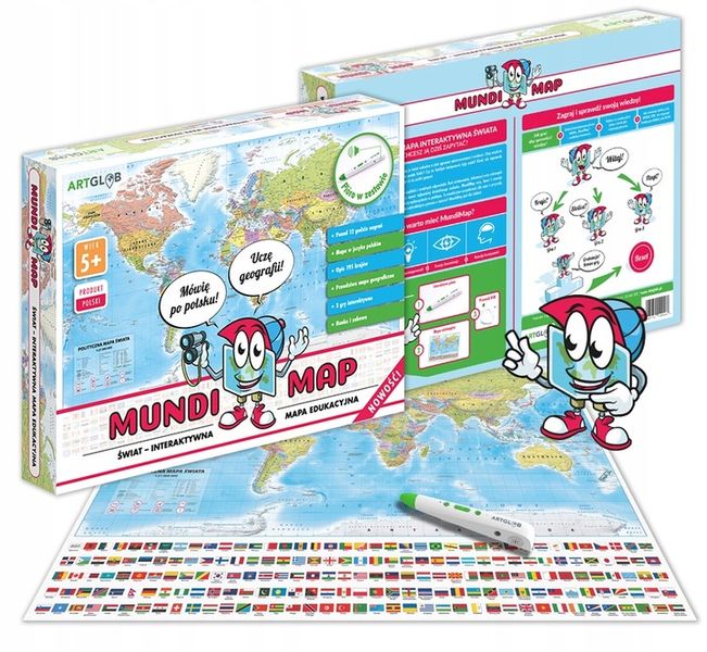 INTERAKTYWNA MAPA ŚWIATA Z PENEM / PIÓREM MUNDIMAP GRY EDUKACJA ARTGLOB zdjęcie 1