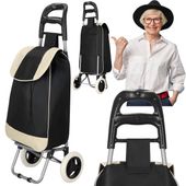 Wózek na zakupy, walizka zakupowa dla seniora 30 l torba na kółkach kremowo-szara