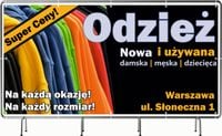 BANER REKLAMOWY 100x50cm projekt w cenie różne wzory ODZIEŻ NOWA UŻYWANA