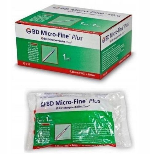 STRZYKAWKI INSULINOWE ZESPOLONE Z IGŁĄ BECKTON DICKINSON MICRO-FINE PLUS 1M na Arena.pl