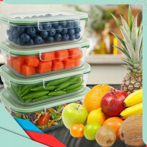 4x POJEMNIK NA ŻYWNOŚĆ SZKLANY ZESTAW POJEMNIKI SZKLANE Z POKRYWĄ na Arena.pl
