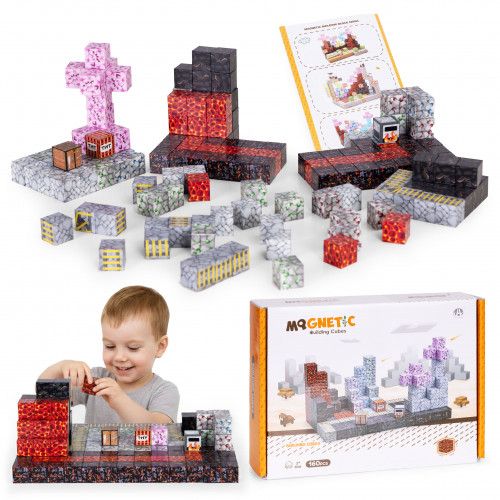 KLOCKI MAGNETYCZNE 160 ELEMENTÓW DLA DZIECI 3+ LAT KREATYWNE na Arena.pl