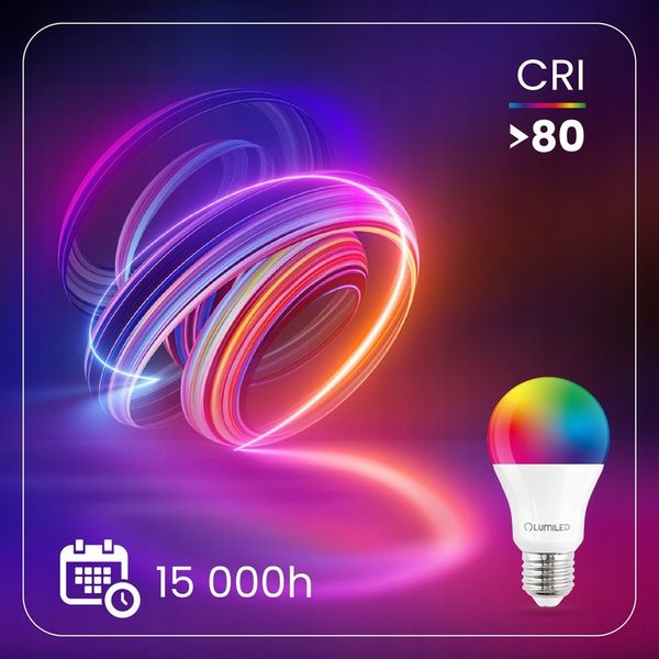 3x Żarówka LED E27 A60 9W = 60W 806lm RGBW Ściemnialna Inteligentna + zdjęcie 9