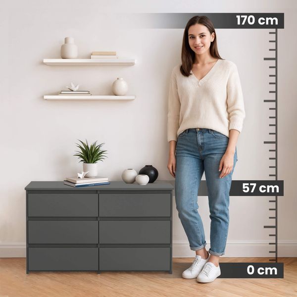 Komoda do salonu CL 100 cm 6 szuflad mała - grafit szary zdjęcie 2