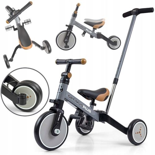 Rowerek 4w1 Milly Mally Optimus Plus Grey Sary + Rączka na Arena.pl