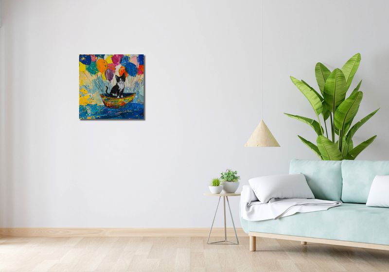 Obraz 50x50cm Kot na Łodzi zdjęcie 2