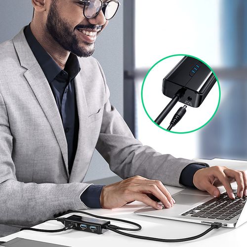 HUB Adapter sieciowy USB-A - RJ45 1000 Mbps / 3x USB 3.0 czarny na Arena.pl