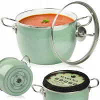 GARNEK TRADYCYJNY EMALIOWANY 4L ZIELONY BARYŁKA Z POKRYWKĄ GAZ INDUKCJA