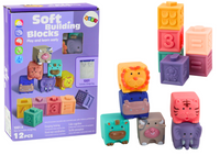 Miękkie Klocki Edukacyjne Zwierzęta Liczby Litery Kolorowe 12 Szt
