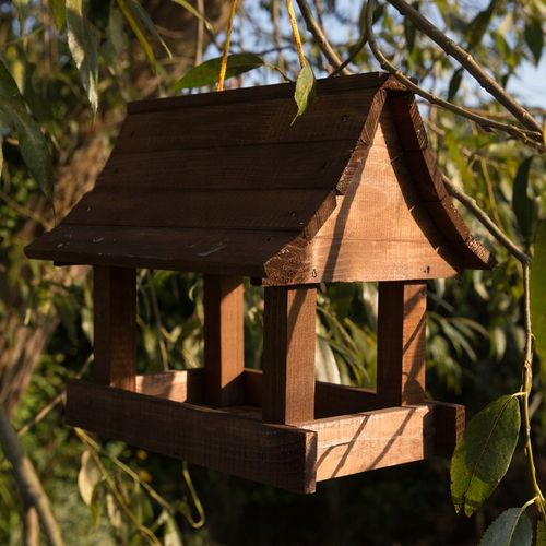 Karmnik dla ptaków + ziarno pokarm duży drewniany budka solidny XXL na Arena.pl