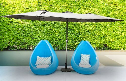 PODWÓJNY PARASOL OGRODOWY PRZECIWSŁONECZY Z KORBKĄ POKROWIEC PHOENIX SZARY na Arena.pl