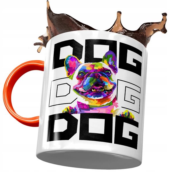 Kubek Pomarańczowy Z Pieskiem Psem Słodki Prezent Z Nadrukiem Ze Zdjęciem zdjęcie 1