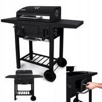 GRILL OGRODOWY WĘGLOWY DUŻY + PÓŁKI + POPIELNIK + POKRYWA PREMIUM