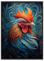 Plakat obraz kura w ramie 21x30 cm w czarnej ramie