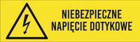 Tabliczka Niebezpieczne napięcie dotykowe grawer piktogram 20x6 cm