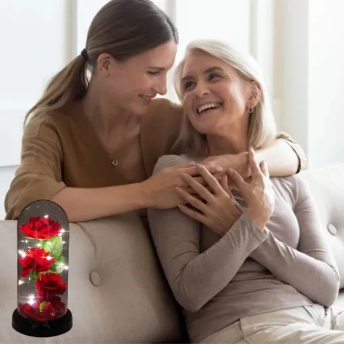 WIECZNA RÓŻA W SZKLE W KOPULE ŚWIECĄCA NA WALENTYNKI LED PREZENT PUDEŁKO na Arena.pl