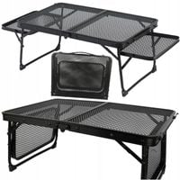 Stolik Turystyczny Biwakowy Aluminiowy Przenośny 60x40cm Składany 2 Półki