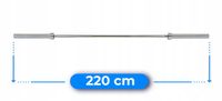 Gryf prosty olimpijski 220cm stalowy 50mm z zaciskami gładki do ćwiczeń