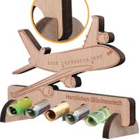 Drewniany Prezent Pieniężny  Samolot Komunikacyjny napis po niemiecku