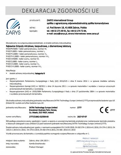 RĘKAWICE ochronne NITRYLOWE GRIPZZLY GRIPY ZARYS pomarańczowe roz.L 50 na Arena.pl