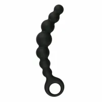sinner gear korek analny silikonowy z koralikami, czarny, 14 cm