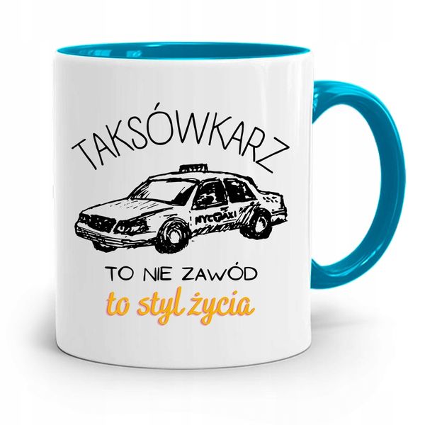 Kubek Błękitny Dla Taksówkarza To Styl Życia Z Nadrukiem Ze Zdjęciem zdjęcie 1