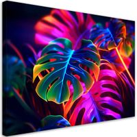 Obraz na płótnie,  Monstera fluorescencyjne liście 120x80