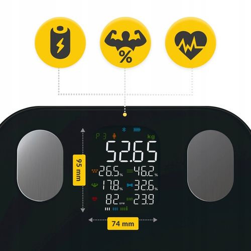 WAGA ŁAZIENKOWA ANALITYCZNA ELEKTRONICZNA POMIAR TŁUSZCZU BMI SZKLANA na Arena.pl