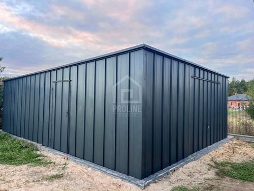 Garaż blaszany na rąbek 6x8 brama uchylna drzwi dach spad w tył PLG218 na Arena.pl