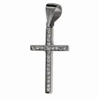 DELIKATNY RODOWANY SREBRNY KRZYŻ KRZYŻYK CYRKONIE