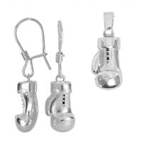 SREBRNY KOMPLET RĘKAWICE - KOLCZYKI I ZAWIESZKA SREBRO PRÓBY 925 RĘKAWICZKI